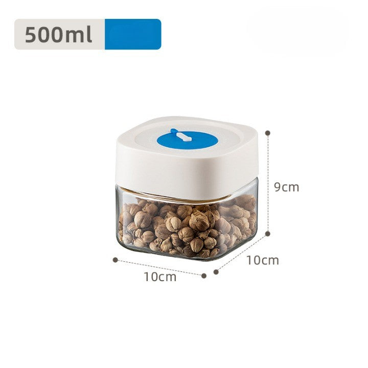 Borcan din Sticla de Inalta Calitate, Flippy, Capac Ermetic, Uz Casnic, Depozitarea Condimentelor sau a Alimentelor Umede si Uscate, 500 mL, 10x10x9 cm, Alb-1