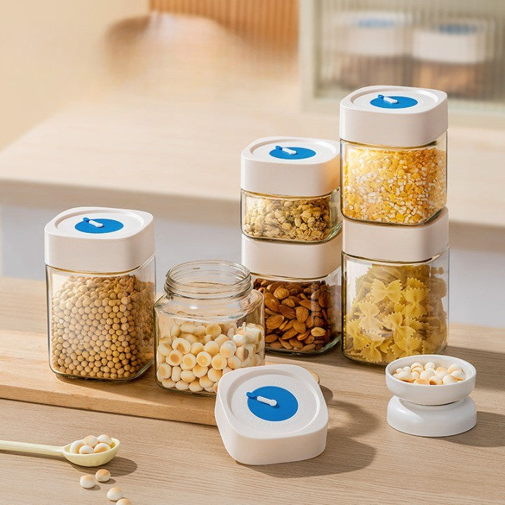 Borcan din Sticla de Inalta Calitate, Flippy, Capac Ermetic, Uz Casnic, Depozitarea Condimentelor sau a Alimentelor Umede si Uscate, 500 mL, 10x10x9 cm, Alb-6