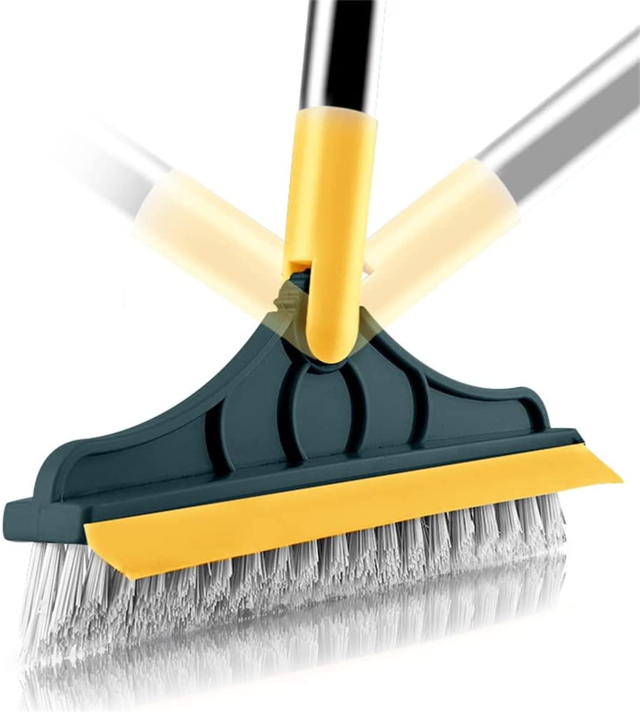 Perie de curățat podele 2 în 1 cu mâner lung, racletă și perie ajustabilă în formă de V
