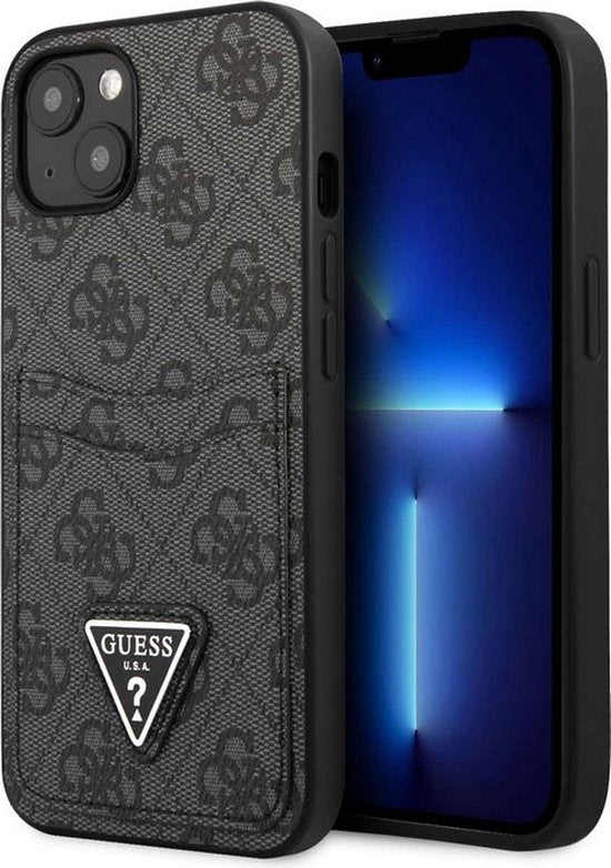 Husa iPhone 13 mini 5.4'' Guess 4G Triangle Logo Cardslot -Negru