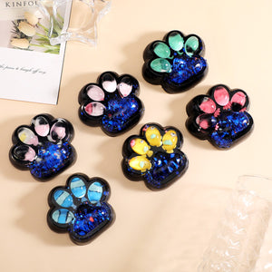 6 Jucarii Antistres Squishy, Flippy, cu Revenire Lenta, Model Cat Paw, 6.5x6.6 cm, 62g, Ambalaj Transparent, 6 Modele, Negru-Albastru-0