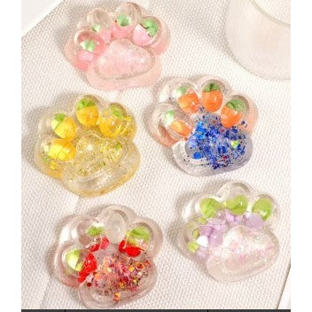 5 Jucarii Antistres Squishy, Flippy, cu Revenire Lenta, Model Cat Paw, 6.5x6.1 cm, 62g, Ambalaj Transparent, 5 Modele, Transparent-Multicolor-0