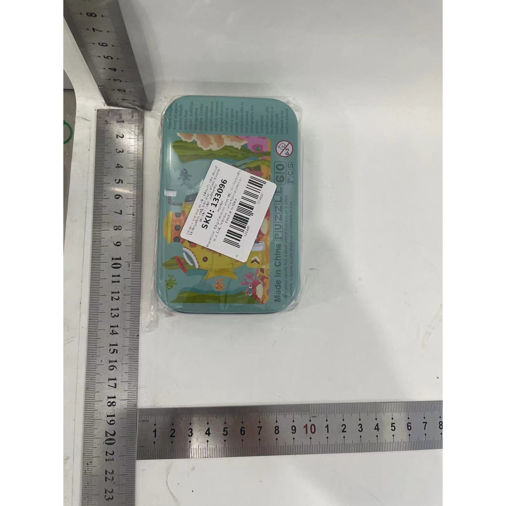 Puzzle 60 de Piese din Lemn in Cutie Metalica, Flippy, Model Submarin, Educativ, Dezvoltare Abilitati Cognitive, pentru Prescolari, 22.5x13.5 cm, Multicolor-1