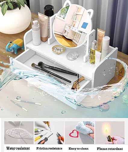 Organizator de Machiaje și Produse Cosmetice cu Sertare și Oglindă 360°