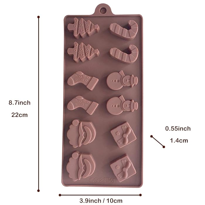 Formă din Silicon pentru Bomboane, Ciocolată și Cuburi de Gheață – Modele de Crăciun cu 12 Figurine