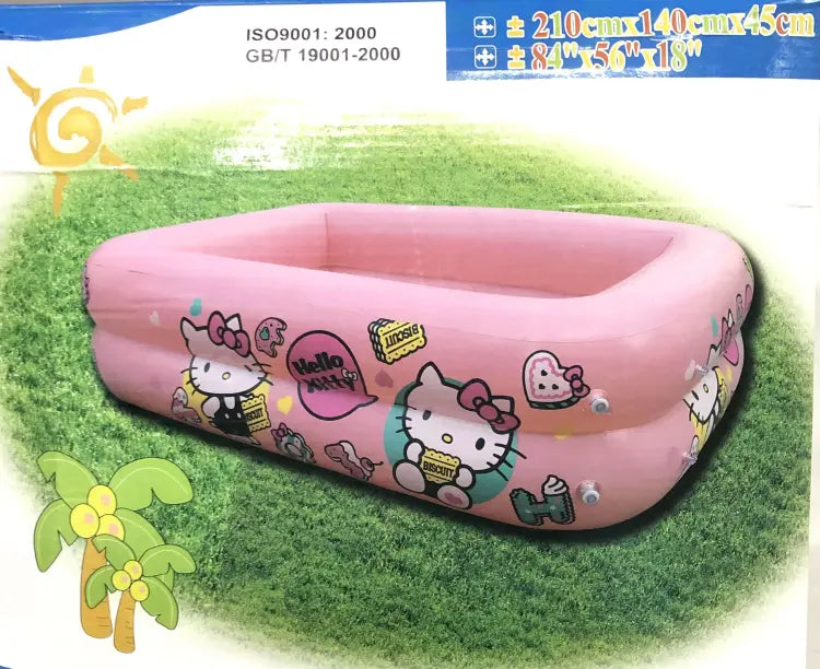 Piscina Gonflabilă Hello Kitty cu 2 Straturi, 210cm x 140cm x 45cm