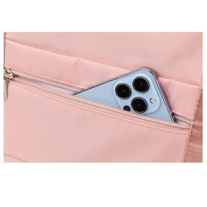 Geanta Pliabila, Flippy, pentru Voiaj, Buzunare Multiple, de Mana, Impermeabila, Material Textil, Capacitate 8 Kg, Dimensiune Deschisa 42x28x10 cm, Roz-3