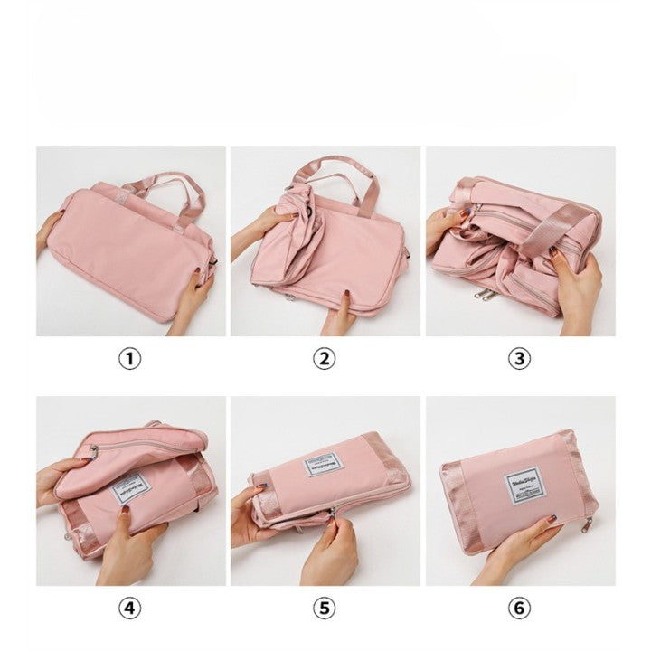 Geanta Pliabila, Flippy, pentru Voiaj, Buzunare Multiple, de Mana, Impermeabila, Material Textil, Capacitate 8 Kg, Dimensiune Deschisa 42x28x10 cm, Roz-4