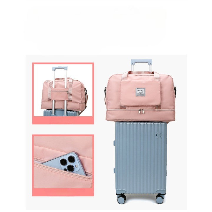 Geanta Pliabila, Flippy, pentru Voiaj, Buzunare Multiple, de Mana, Impermeabila, Material Textil, Capacitate 8 Kg, Dimensiune Deschisa 42x28x10 cm, Roz-13