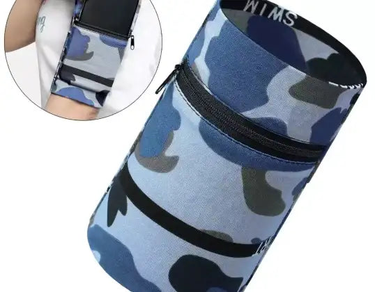 Banderola universala antebrat Fabric Fitness, Buzunar cu fermoar, Albastru