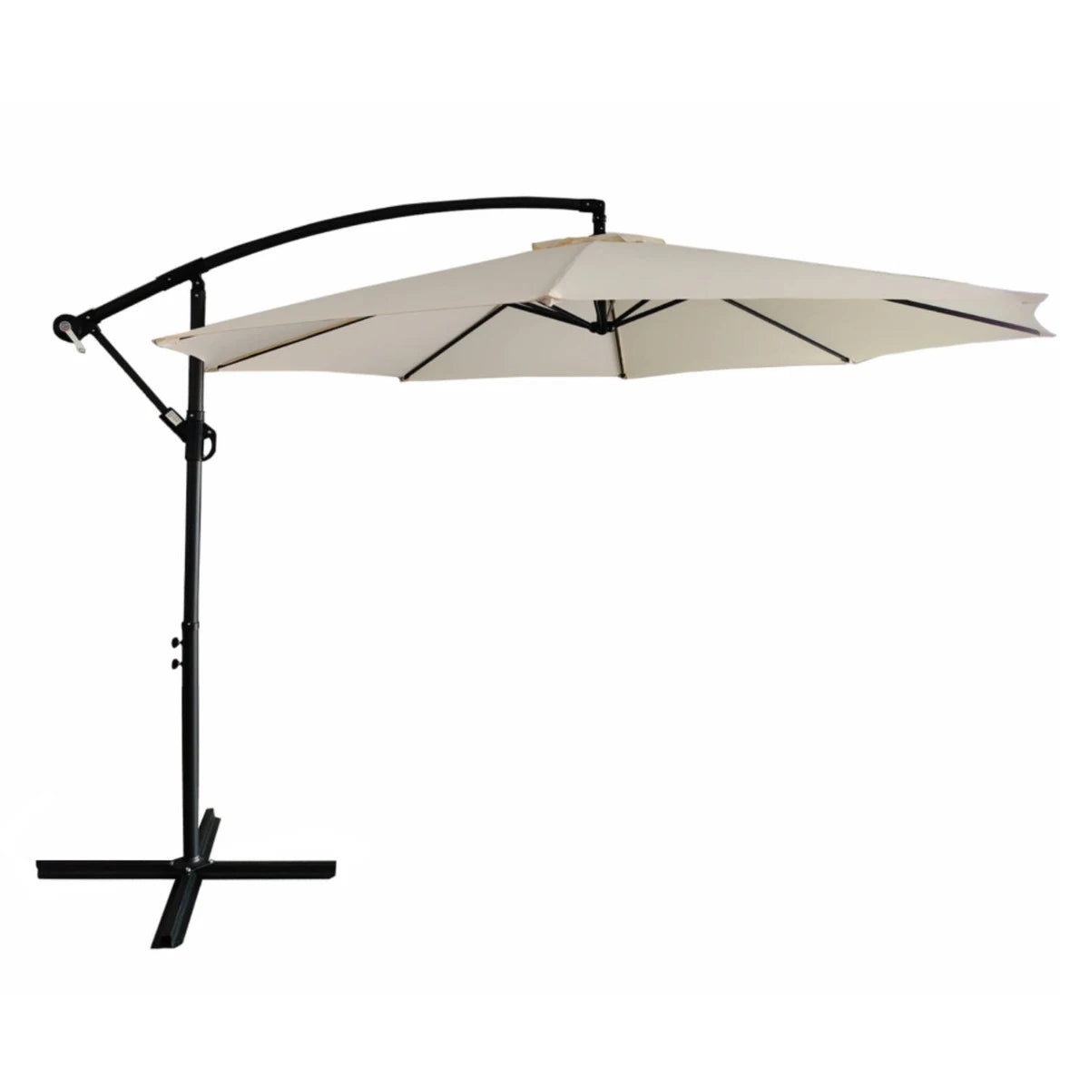 Umbrelă cu Iluminare LED Solară pentru Terasă și Grădină 330 × 190 × 250 cm, Hexagonală, Structură Metalică