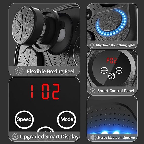 RUMBALTON - Aparat de Box Muzical cu Bluetooth, Montare pe Perete, mănuși incluse
