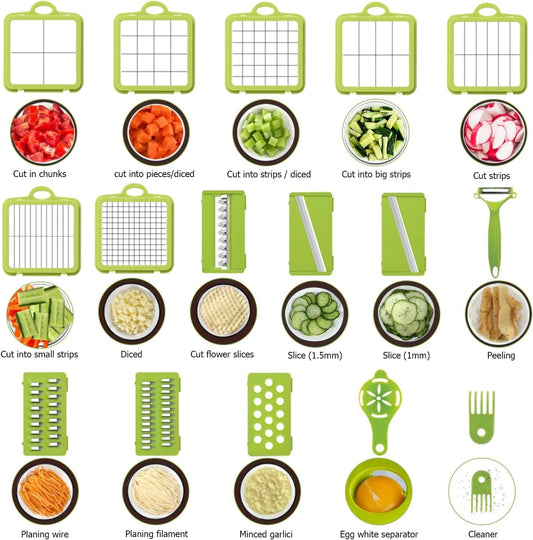 Răzătoare/Feliator 6 în 1 pentru Legume, cu 22 de Accesorii VEGGIE SLICER