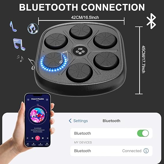 RUMBALTON - Aparat de Box Muzical cu Bluetooth, Montare pe Perete, mănuși incluse