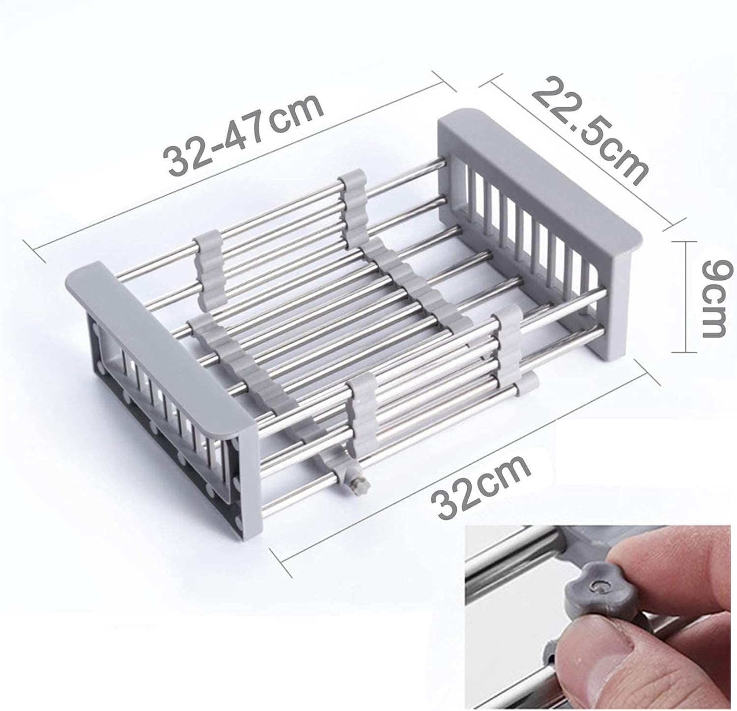 Suport de scurgere extensibil pentru vase peste chiuveta, organizator pe blat