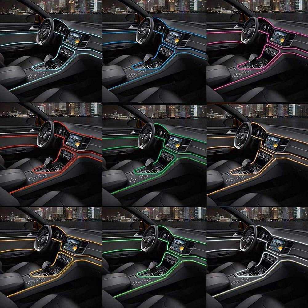 Fir Neon Auto "EL Wire" culoare Rosie, lungime 1M, alimentare 12V, droser inclus-1