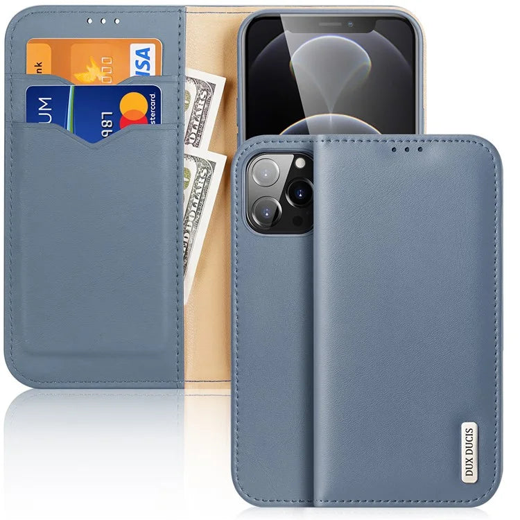 Husă DUX DUCIS Hivo Series Stand Wallet Design din piele pentru iPhone 13 Pro Max -blue