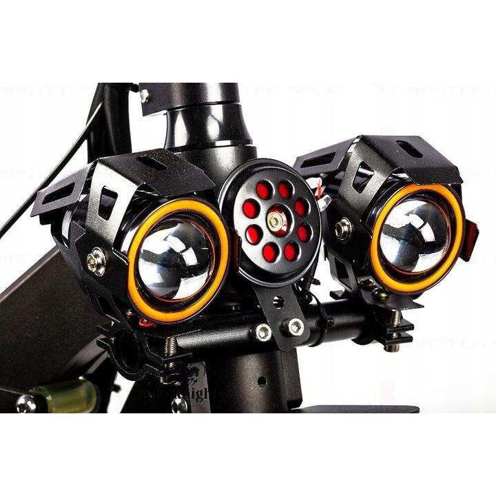 Proiector LED cu Lupa, Angel Eye ALB si Devil Eye RED, alimentare 12V, pentru Off-Road, ATV, SSV, UTV-8