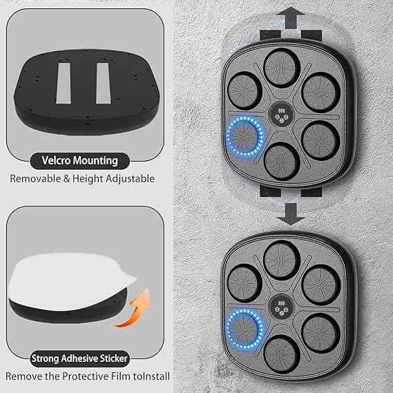 RUMBALTON - Aparat de Box Muzical cu Bluetooth, Montare pe Perete, mănuși incluse