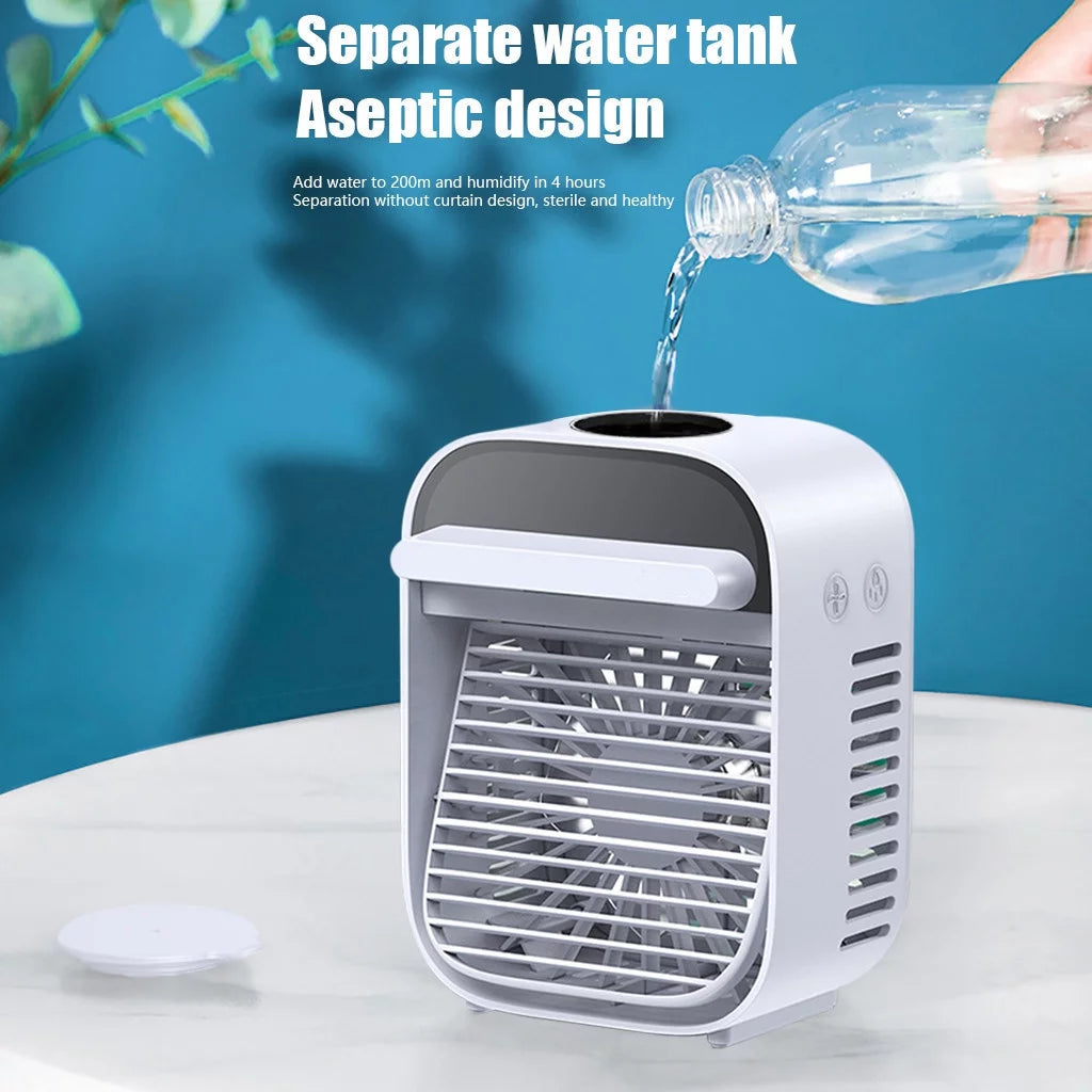 AC Cooler auto Ventilator portabil Arctic Air/ Răcitor de aer, 3 trepte viteză, 10W, Umidificare, alb-albastru