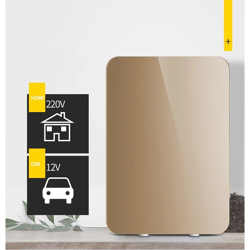 Mini frigider cosmetice, Flippy, dubla functie de incalzire/racire, portabil, Exterior -19x28x26 cm, Interior - 14x24x15, cm 8L, gold-1