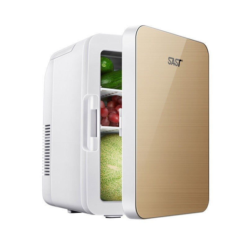 Mini frigider cosmetice, Flippy, dubla functie de incalzire/racire, portabil, Exterior -19x28x26 cm, Interior - 14x24x15, cm 8L, gold-2