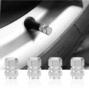 Set capacele auto pentru ventil hexagon argintiu 4 buc-0