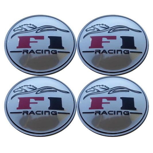 Set 4 buc. ornament central janta, model "F1 Chrome", diametru 5cm-1