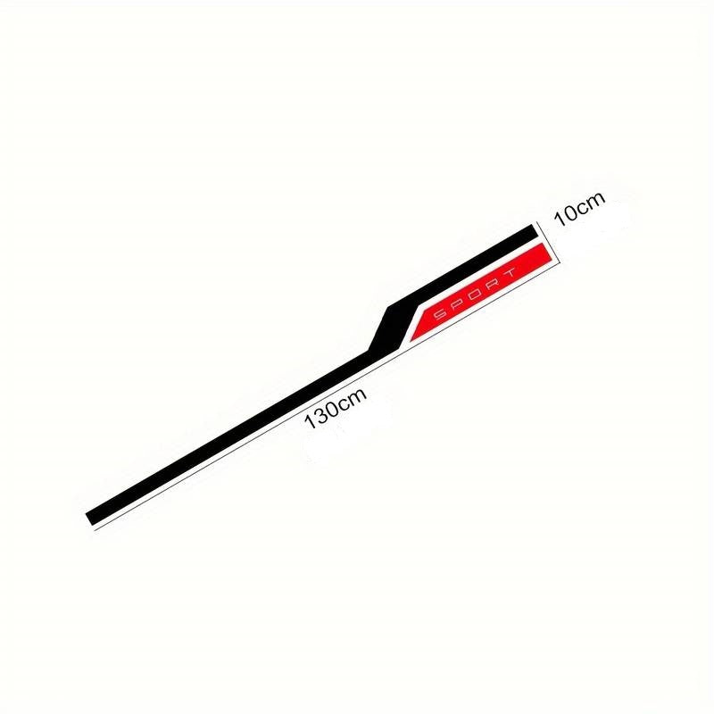 Set sticker autoadeziv Tuning in doua culori, model "Hood Stripes V3", dimensiune 130 x 10 cm, culoare Rosu + Negru-2