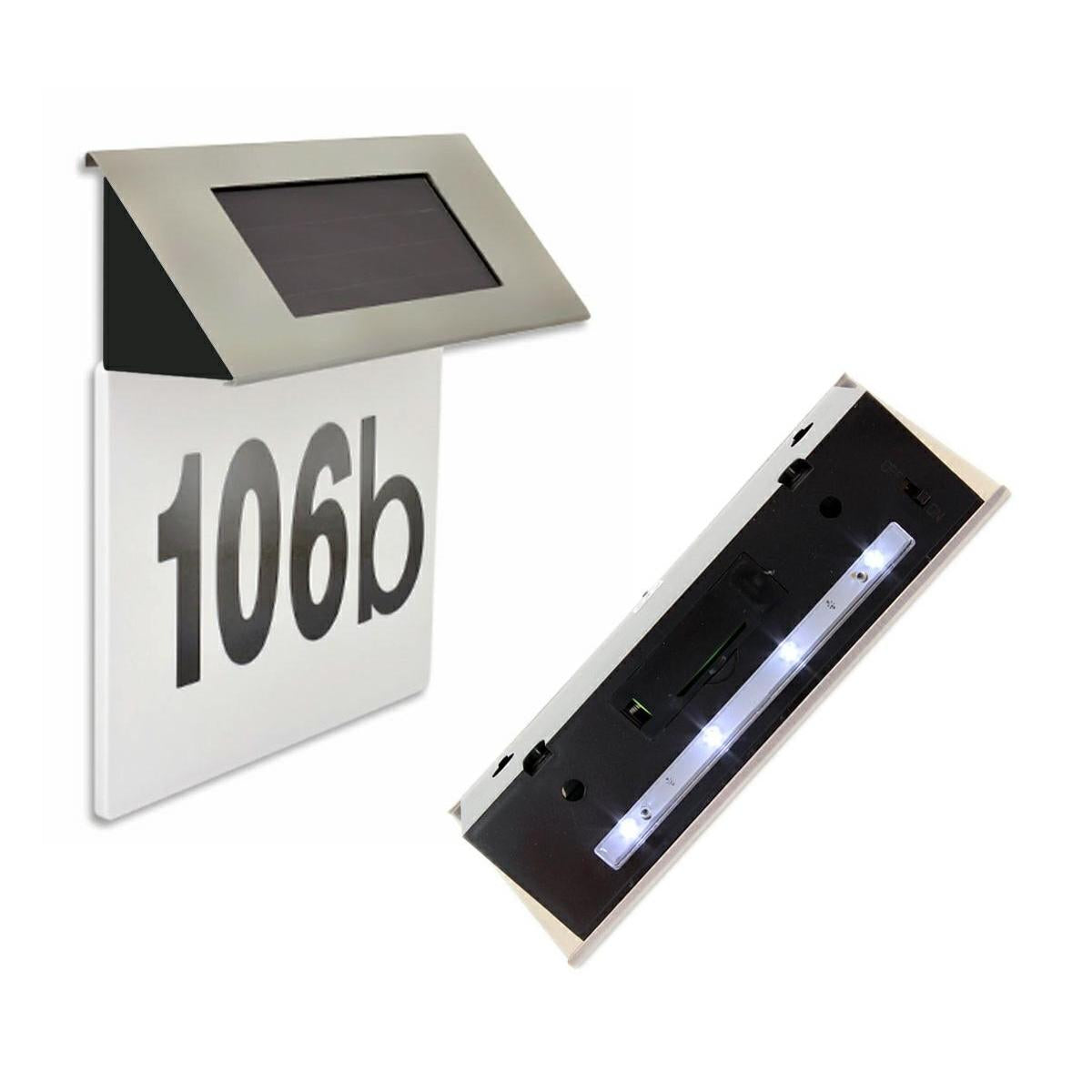 Placa numar casa iluminata LED, incarcare solara, carcasa din INOX-2