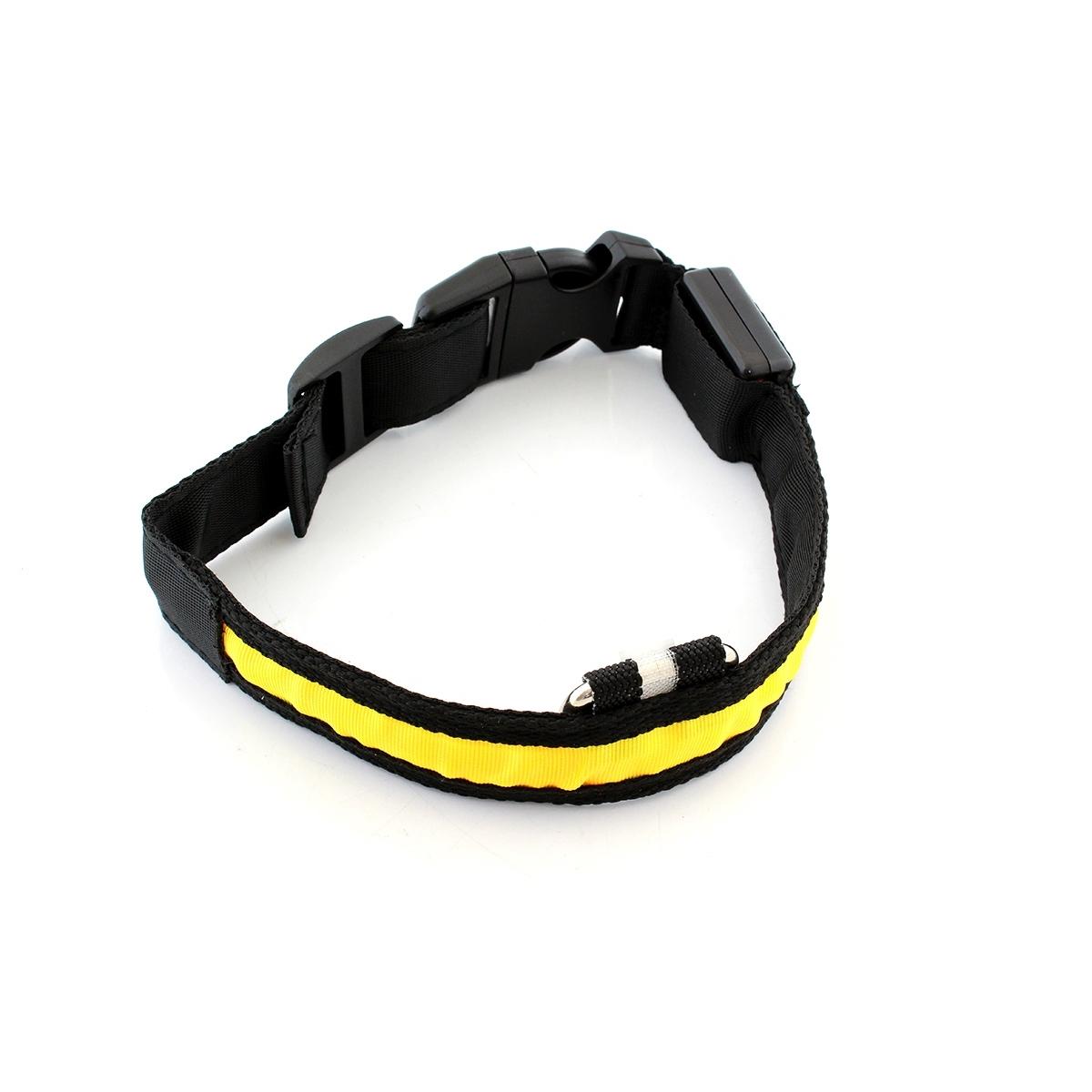 Zgarda iluminata cu LED pentru caine sau pisica, culoare Galben, AVX-AG232B-0