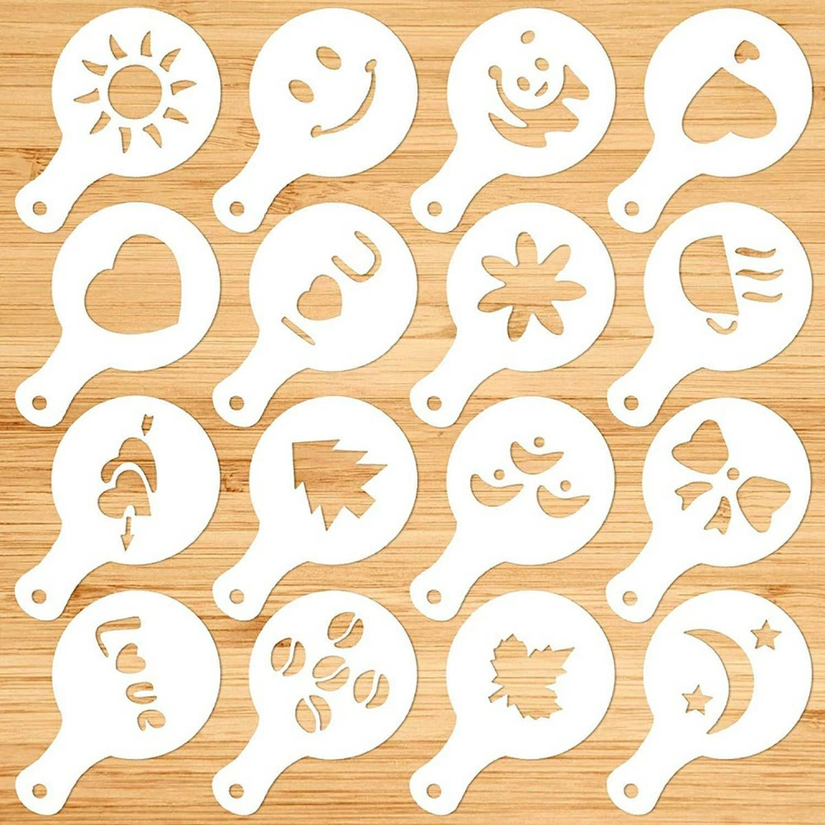 Set 16 sabloane reutilizabile pentru ornarea desertului sau a cafelei-7