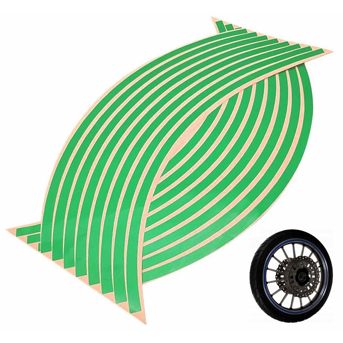 Set 16 ornamente Reflectorizante pentru jante auto, moto, culoare Verde-1
