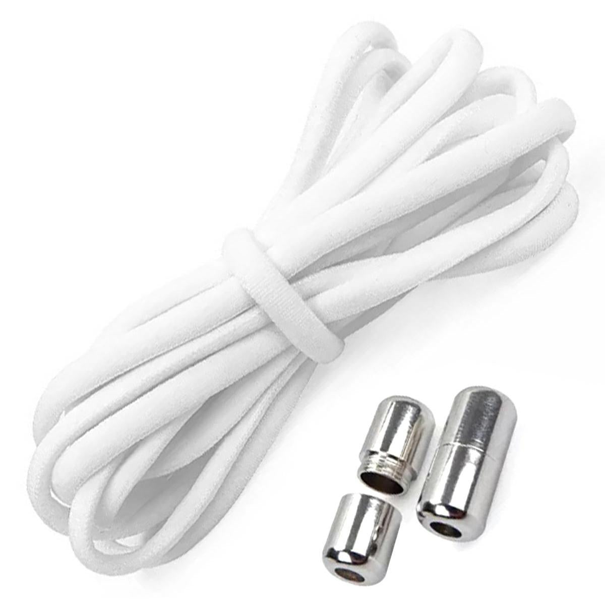 Sireturi elastice SMART pentru incaltaminte cu clema metalica, culoare alba-2