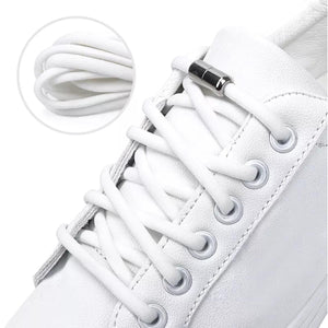 Sireturi elastice SMART pentru incaltaminte cu clema metalica, culoare alba-0