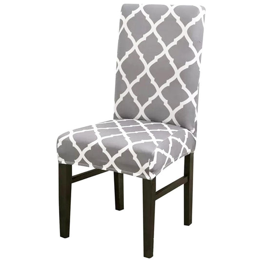 Husa universala pentru scaune clasice, model ROMB, culoare GRI + ALB-1