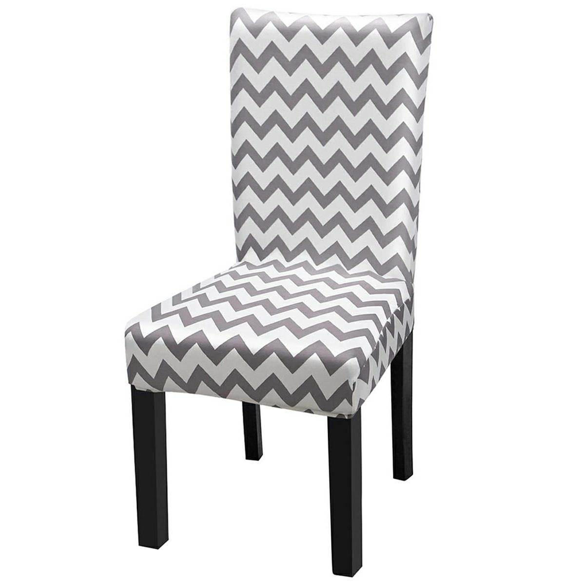 Husa universala pentru scaune clasice, model WAVE, culoare GRI + ALB-1