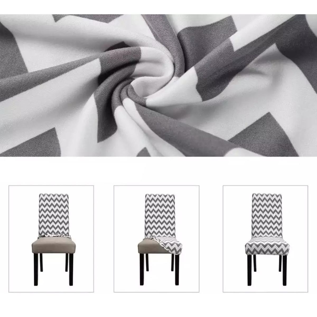 Husa universala pentru scaune clasice, model WAVE, culoare GRI + ALB-2