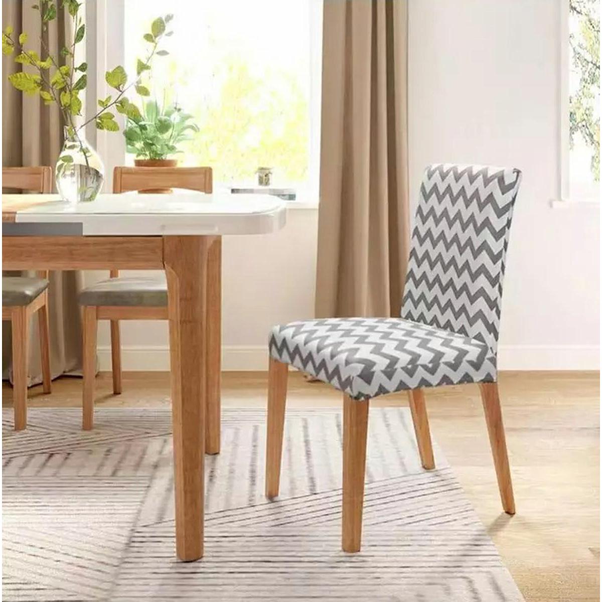 Husa universala pentru scaune clasice, model WAVE, culoare GRI + ALB-0
