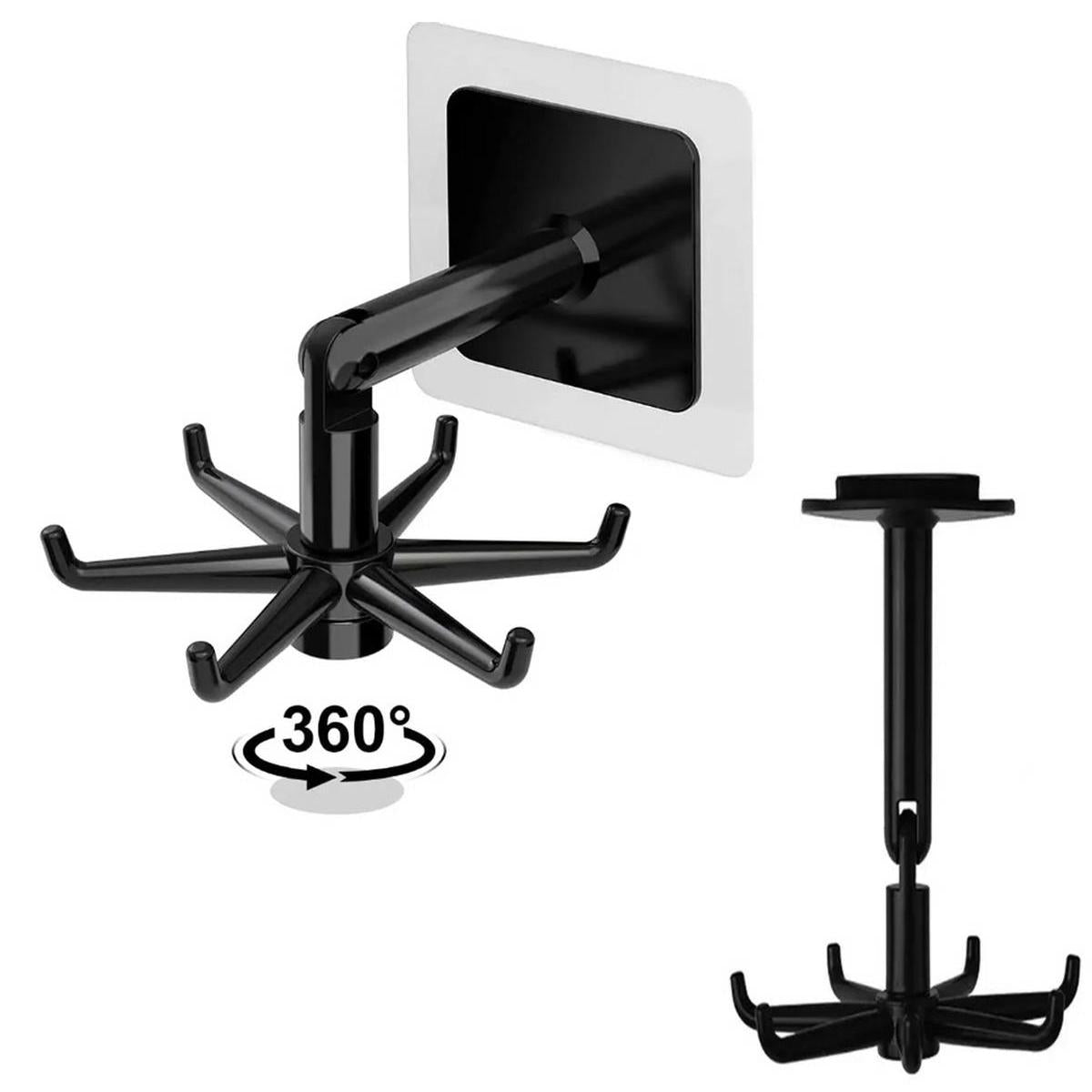 Umeras rotativ de bucatarie cu 6 carlige, material ABS, lungime 11 cm, culoare Negru-2