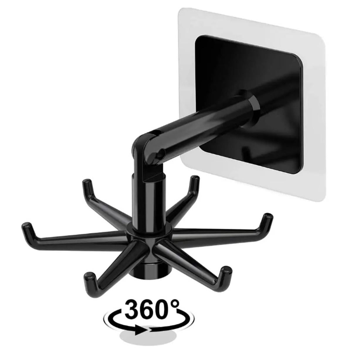 Umeras rotativ de bucatarie cu 6 carlige, material ABS, lungime 11 cm, culoare Negru-3