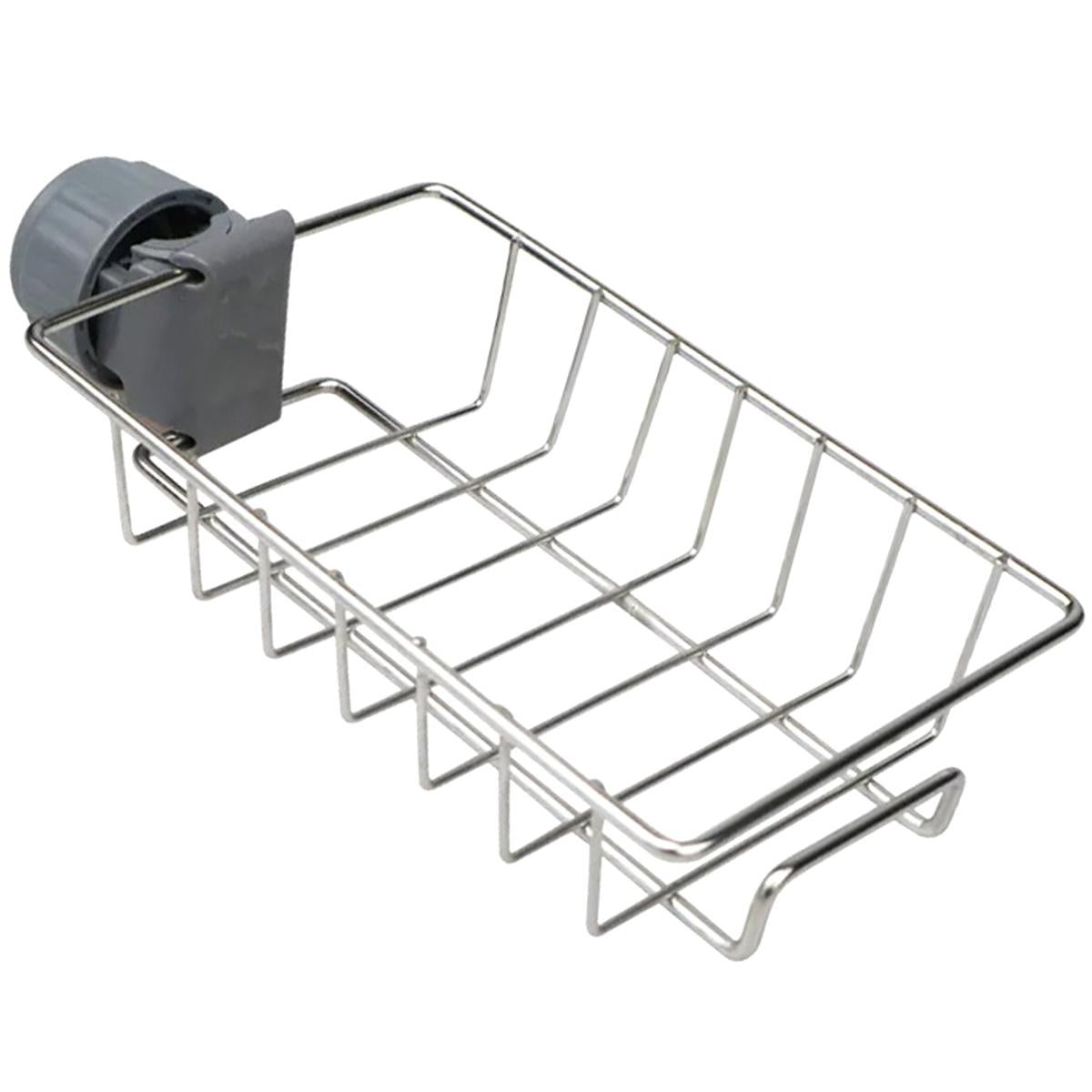Raft organizator universal pentru bucatarie sau baie, montaj pe robinet, material otel, culoare Argintiu-3