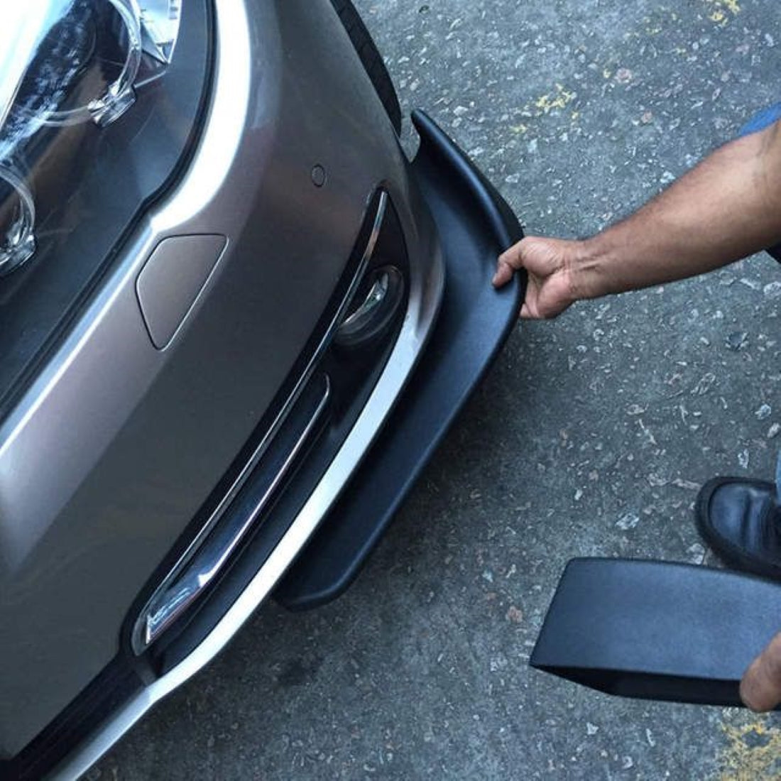 Set 2 buc. aripioare Racing, prelungire bara tuning din plastic culoare neagra-2