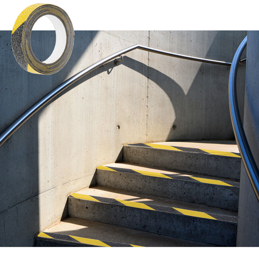 Banda de protectie Anti-Alunecare, autoadeziva, culoare Negru-Galben, dimensiune 5m x 2,5cm-1