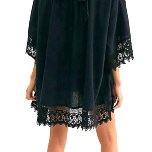 Tunica, Rochie de plaja aerisita, ușoara și delicata, culoare Neagra, dimensiune Universala-1