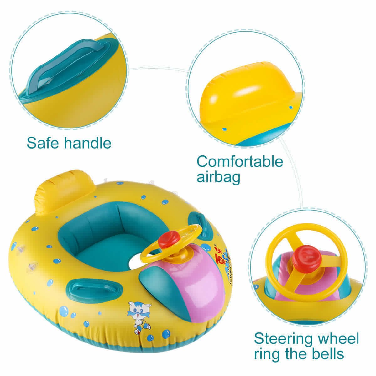 Barcuta gonflabila copii cu parasolar si Volan Blue Ocean