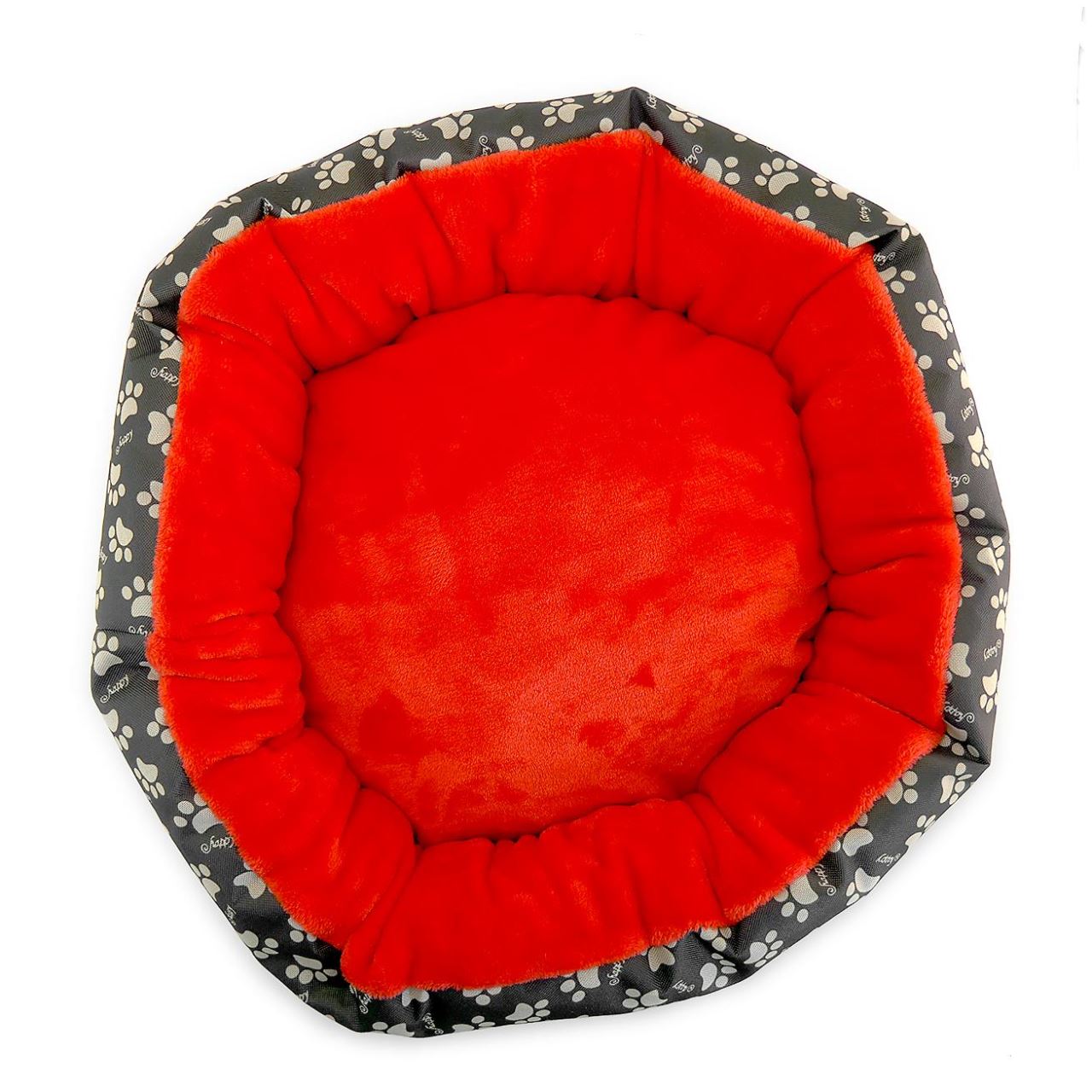 Culcus moale cu perna, pentru caine/pisica, culoare roz, impermeabil, baza antiderapanta, 50 cm-2