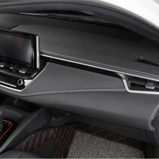 Banda decorativa pentru interiorul vehiculului, lungime 2m, din piele ecologica, culoare Neagra + cusatura Alba-1