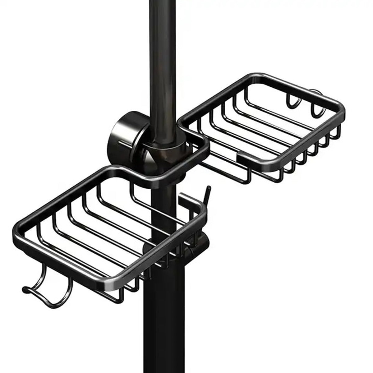 Raft organizator dublu, universal pentru bucatarie sau baie, montaj pe robinet, material otel, culoare Neagra-6