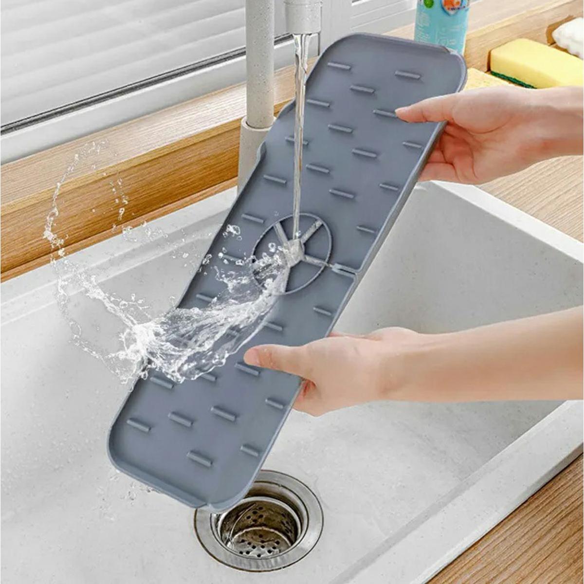 Covoras din silicon anti-picurator pentru lavoare, dimensiune 36,5 x 14 cm, culoare Gri-3